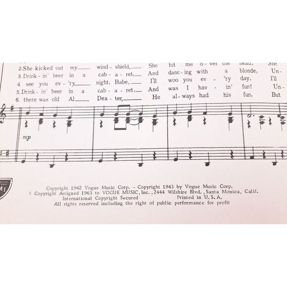 Vintage Pistol Packin' Mama Sheet Music Al Dexter Bing Crosby Andrew Sister 1963 - Picture 3 of 8